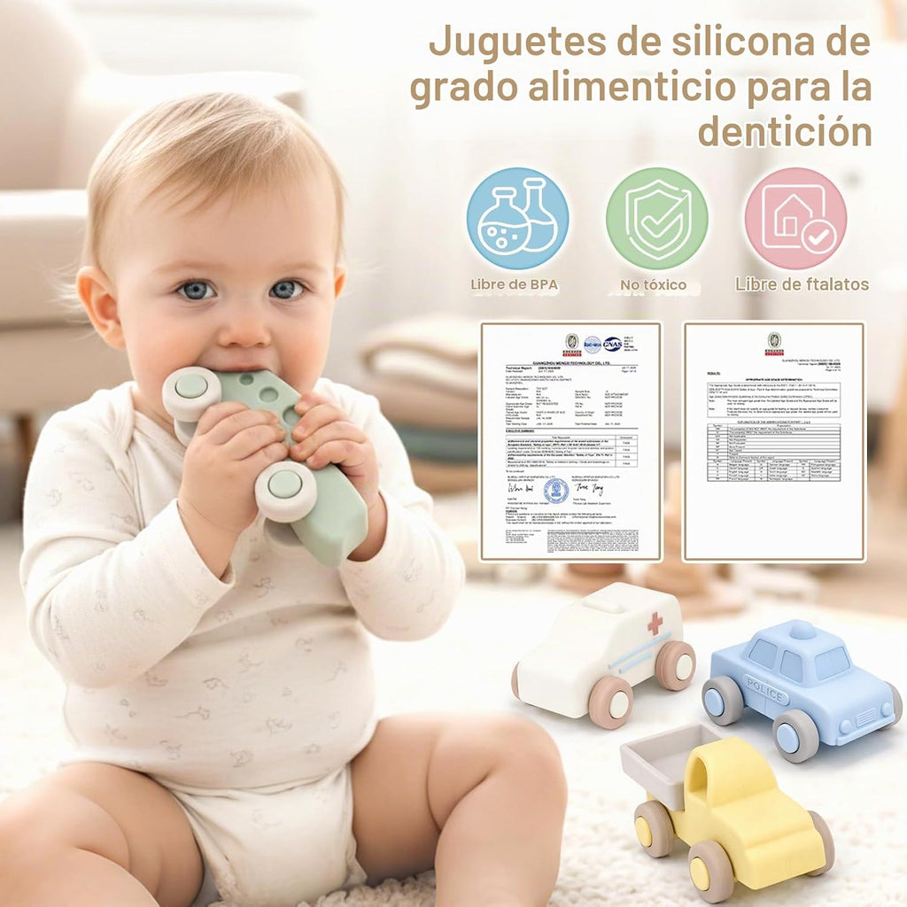 Juguetes del coche del bebé del silicón con la caja de almacenamiento