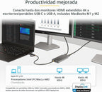 StarTech Adaptador USB-C y USB-A a HDMI dual, 2X 4K 60Hz, DisplayLink, TAA