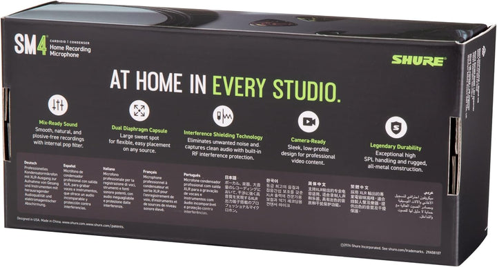 Shure SM4-K - Micrófono condensador de estudio, micrófono XLR para...