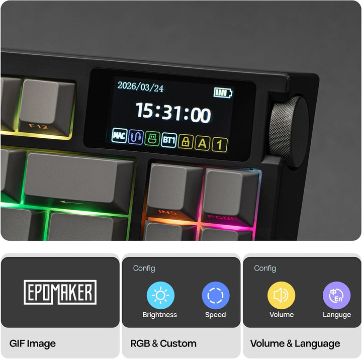 EPOMAKER G84 PRO Teclado mecánico inalámbrico, 75% teclado para jue...
