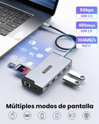 Docking Station USB C Hub Multiport adaptador Triple Display