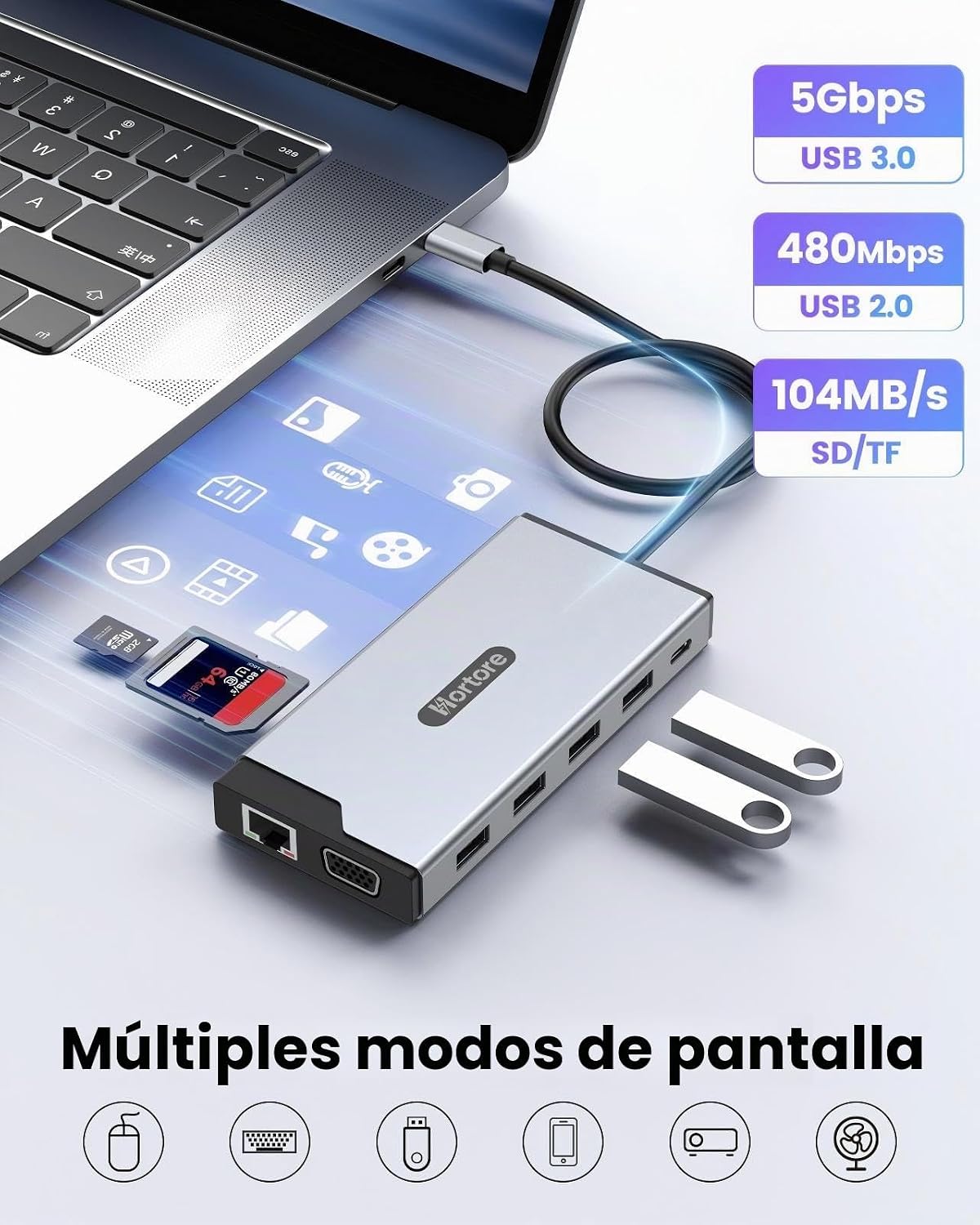 Docking Station USB C Hub Multiport adaptador Triple Display