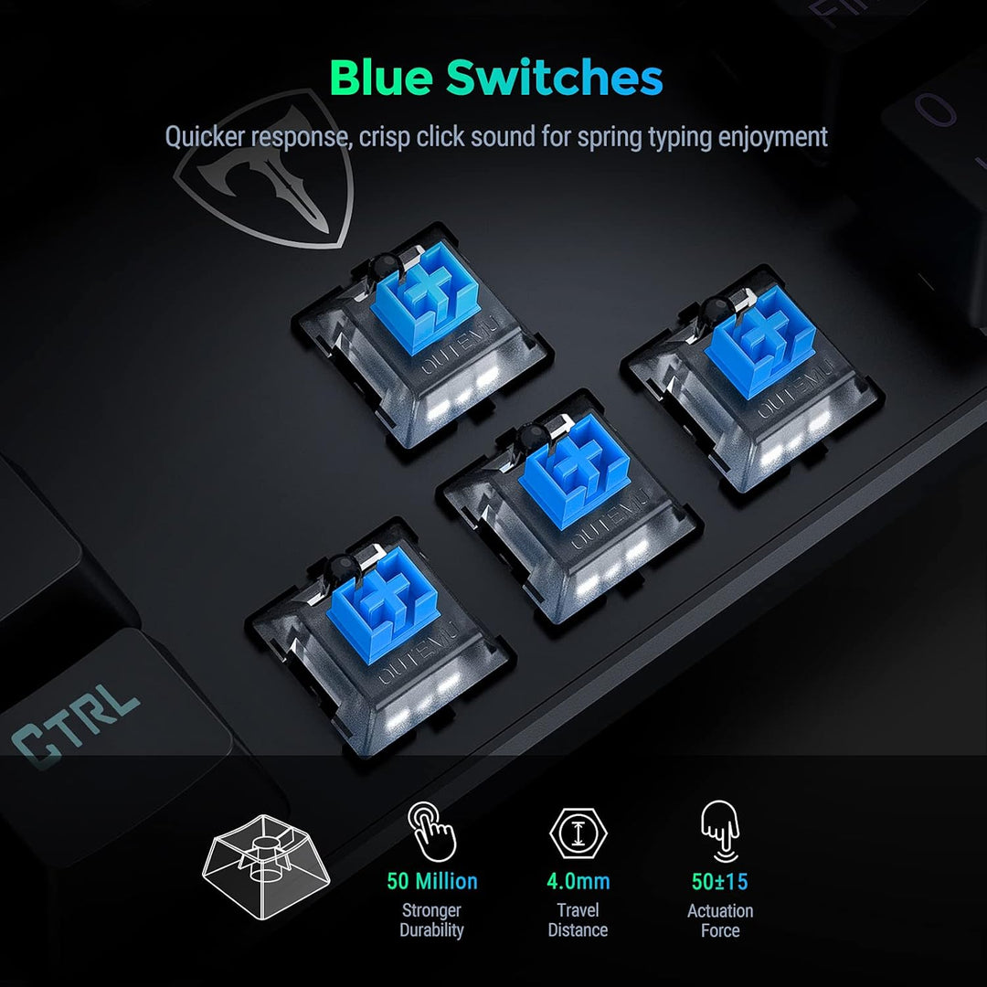 RisoPhy - Teclado mecánico para juegos, RGB 104 teclas, teclado USB...