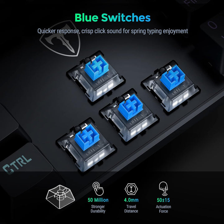 RisoPhy - Teclado mecánico para juegos, RGB 104 teclas, teclado USB...