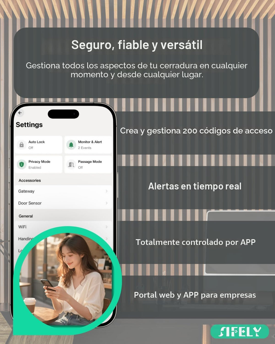 Cerradura de puerta inteligente con teclado de entrada sin llave co...