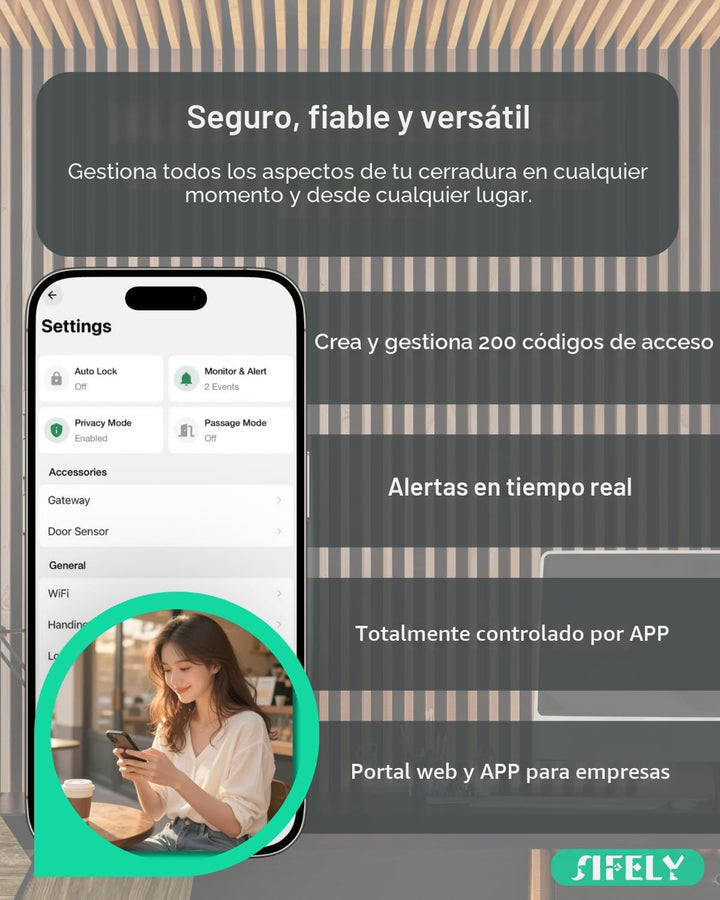 Cerradura de puerta inteligente con teclado de entrada sin llave co...