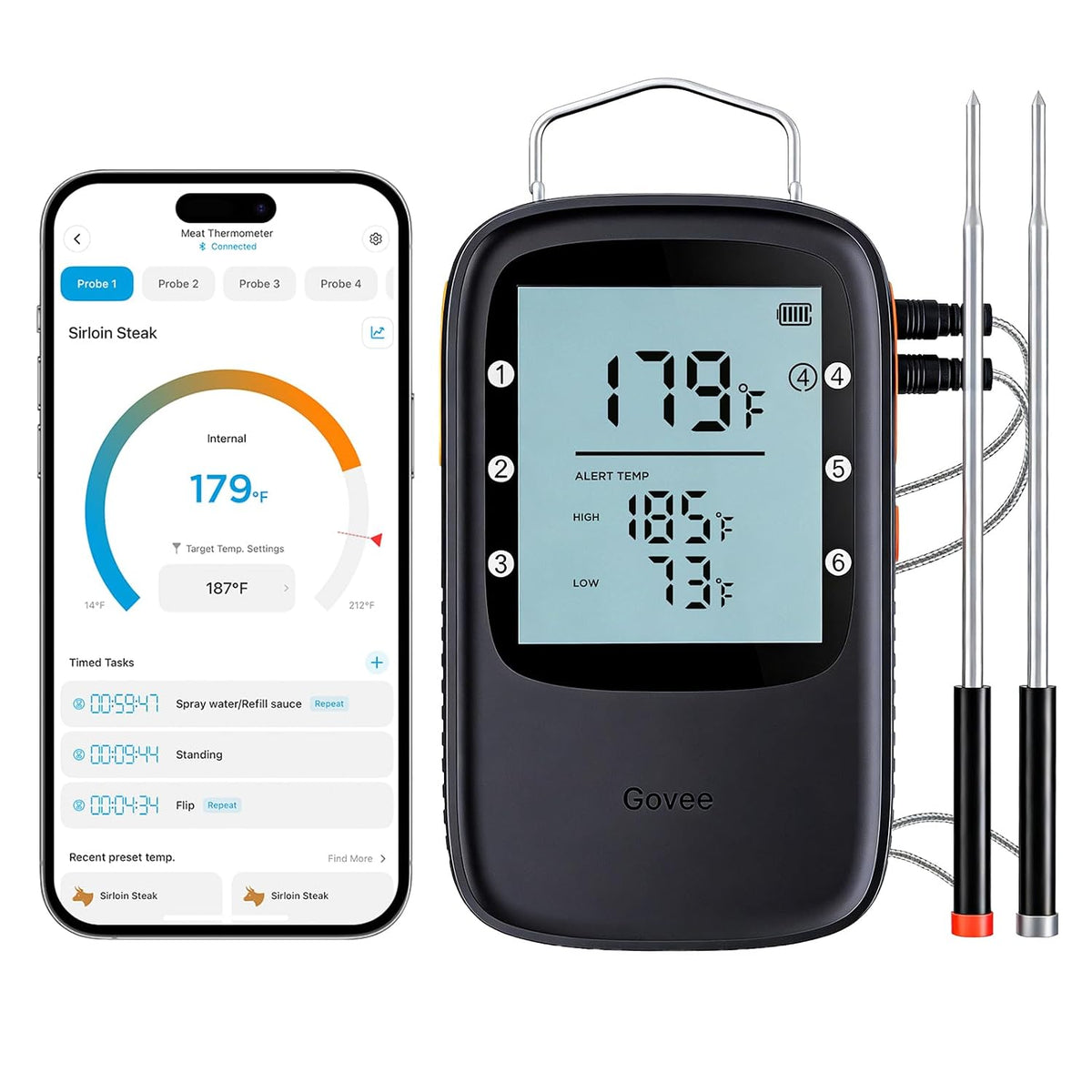 Govee Termómetro digital Bluetooth para carne con temporizador y alertas de