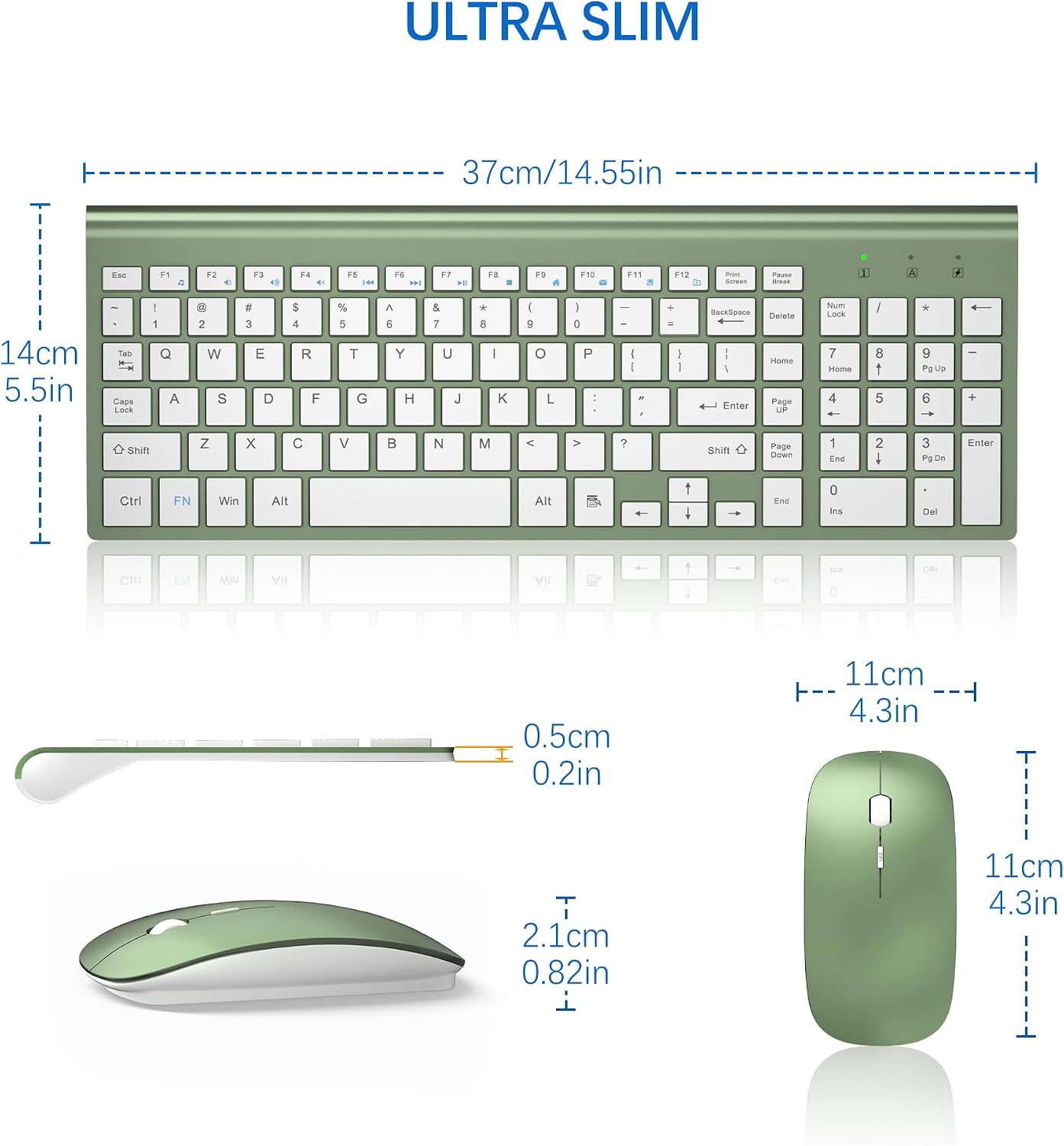 TopMate - Combo de teclado y mouse inalámbricos ultradelgados, 2.4G...