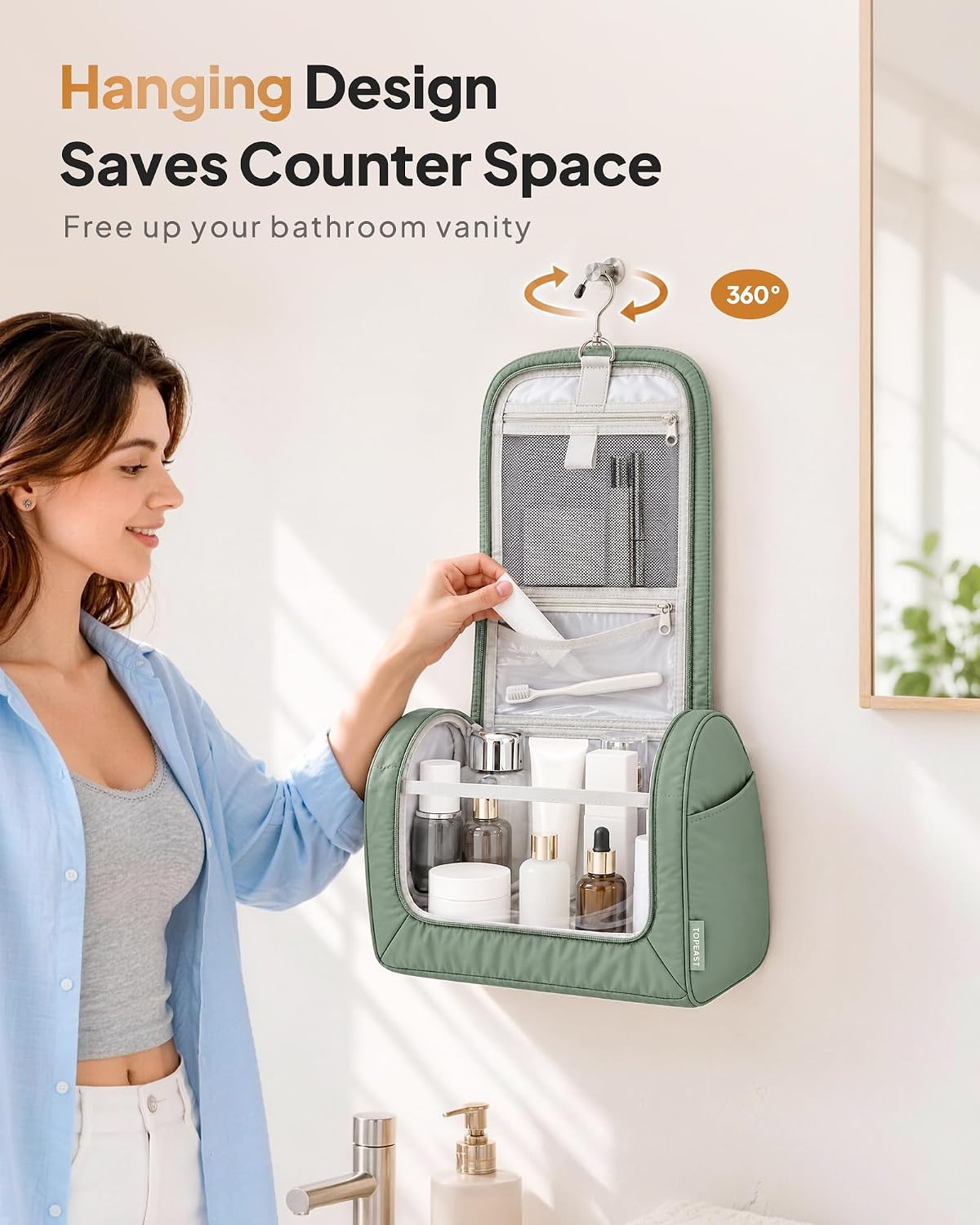 Neceser colgante de viaje para mujer, bolsa de maquillaje grande