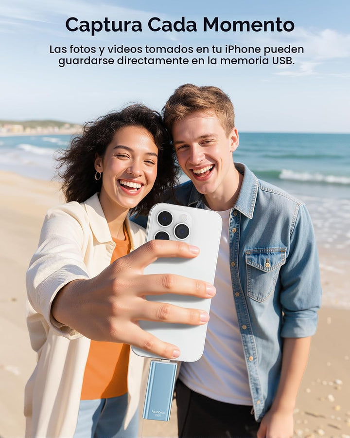 Unidad flash con certificación MFi de 256 GB para iPhone, memoria U...