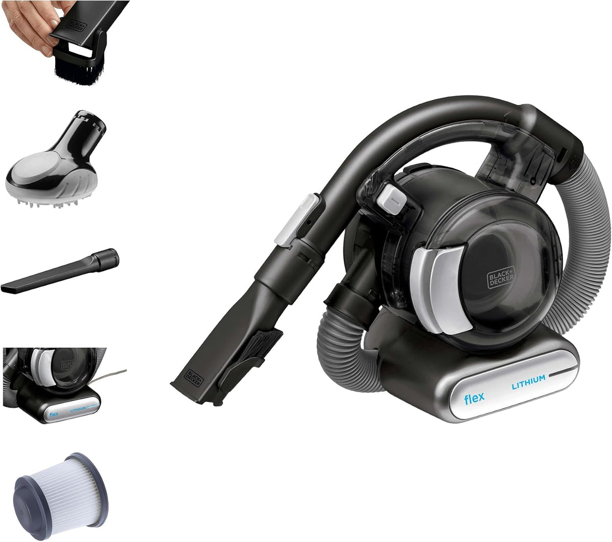 Black+Decker BDH2020FL - Aspiradora flexible de litio, 20 V max, con cepillo para pelo de mascotas, inalámbrica