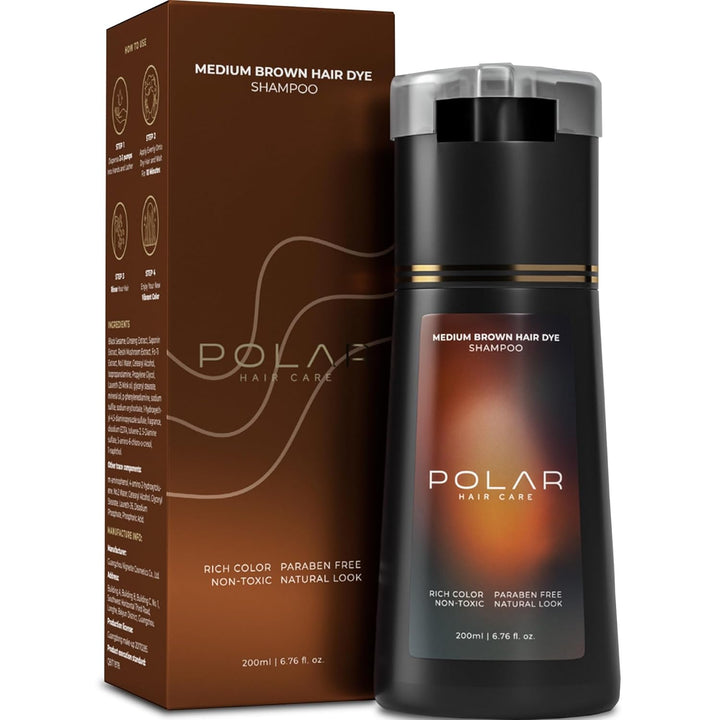 Polar Haircare - Champú de tinte para el cabello castaño medio para...