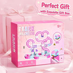 Juego de tren eléctrico rosa para niñas, 170 piezas magnética con diseño en forma de corazón, pista de carreras 3D antigravedad para bricolaje, juguete educativo STEM regalo para niños de 4 a 12
