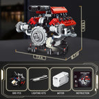 V8 Kit de modelo de motor que funciona – Juego de bloques de construcción de motor visibles de 8 cilindros con motor, luz LED y control de aplicación – Construye tu propio kit de ingeniería, proyecto STEM para adultos y niños (660 piezas)