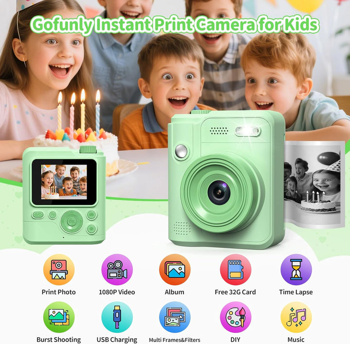 Gofunly Impresión instantánea de cámara para niños, juguete de cáma...