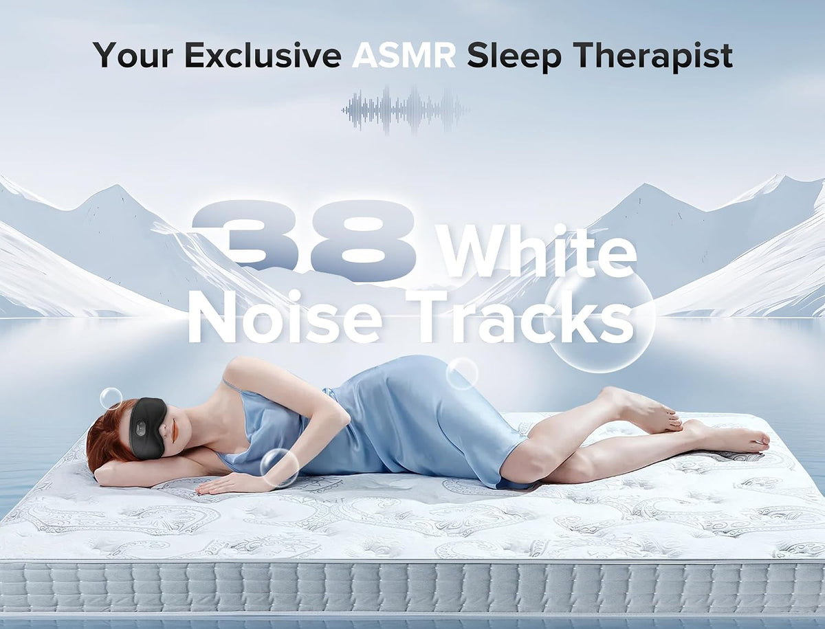 Máscara de dormir TOPOINT con auriculares Bluetooth, máscara de ojos 3D para auriculares de dormir con ruido blanco, oscurecimiento total, Bluetooth 5.4, temporizador, 15 horas para mujeres y hombres