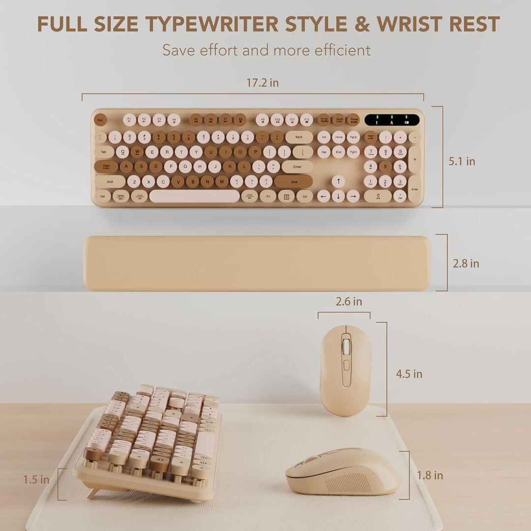 Combo de teclado y mouse inalámbricos, teclas redondas, teclado ret...