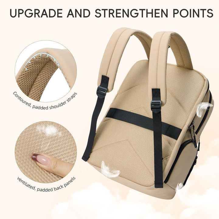 CLUCI Mochila esponjosa acolchada para laptop para mujeres, Caqui s...