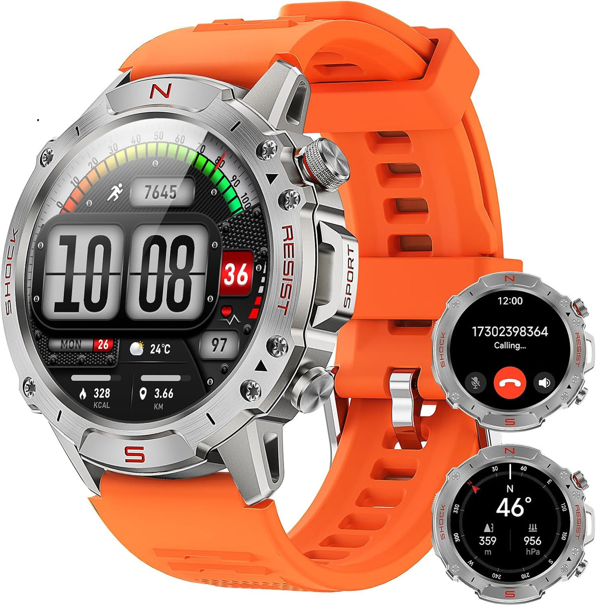 WalkerFit - Reloj inteligente resistente para hombre, AMOLED
