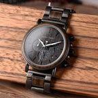 BOBO BIRD Relojes de madera para hombre, con cronógrafo combinado de madera y acero inoxidable, cuarzo militar, relojes de pulsera casuales