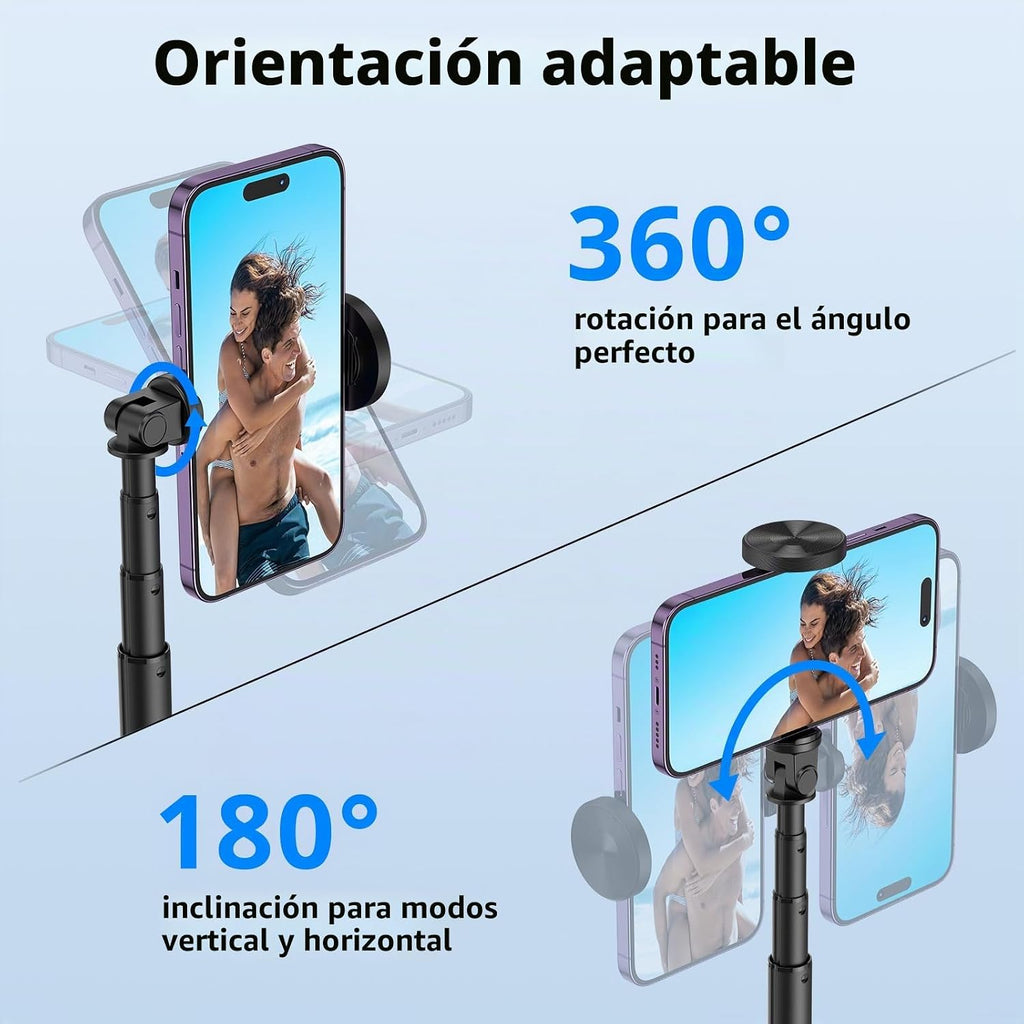 ATUMTEK Trípode para selfie stick de 51 pulgadas, soporte extensible todo en uno con control remoto Bluetooth, rotación de 360° para iPhone y Android, grabación de video, vlogging, transmisión en vivo, color negro