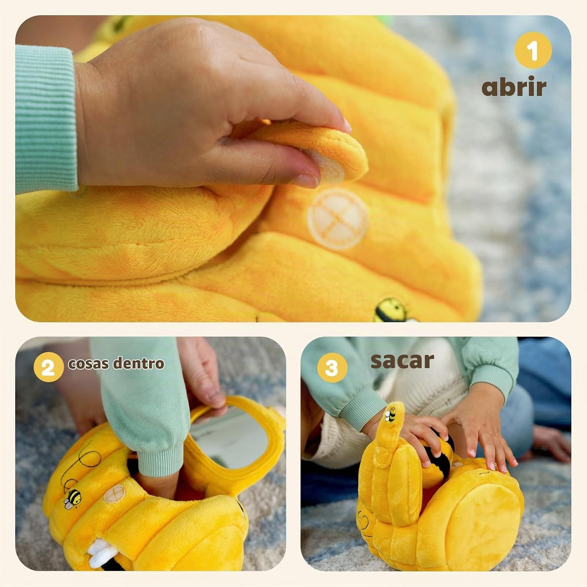 JoyCat Juguetes para bebé 6-12 meses, juguete de colmena con 5 abejas sensoriales, regalo para bebé