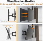 Montura de pared para TV de movimiento completo ultra delgada para la mayoría de televisores planos/curvos de 37"-90", soporte giratorio con inclinación con 6 brazos articulados, soporta 54.4