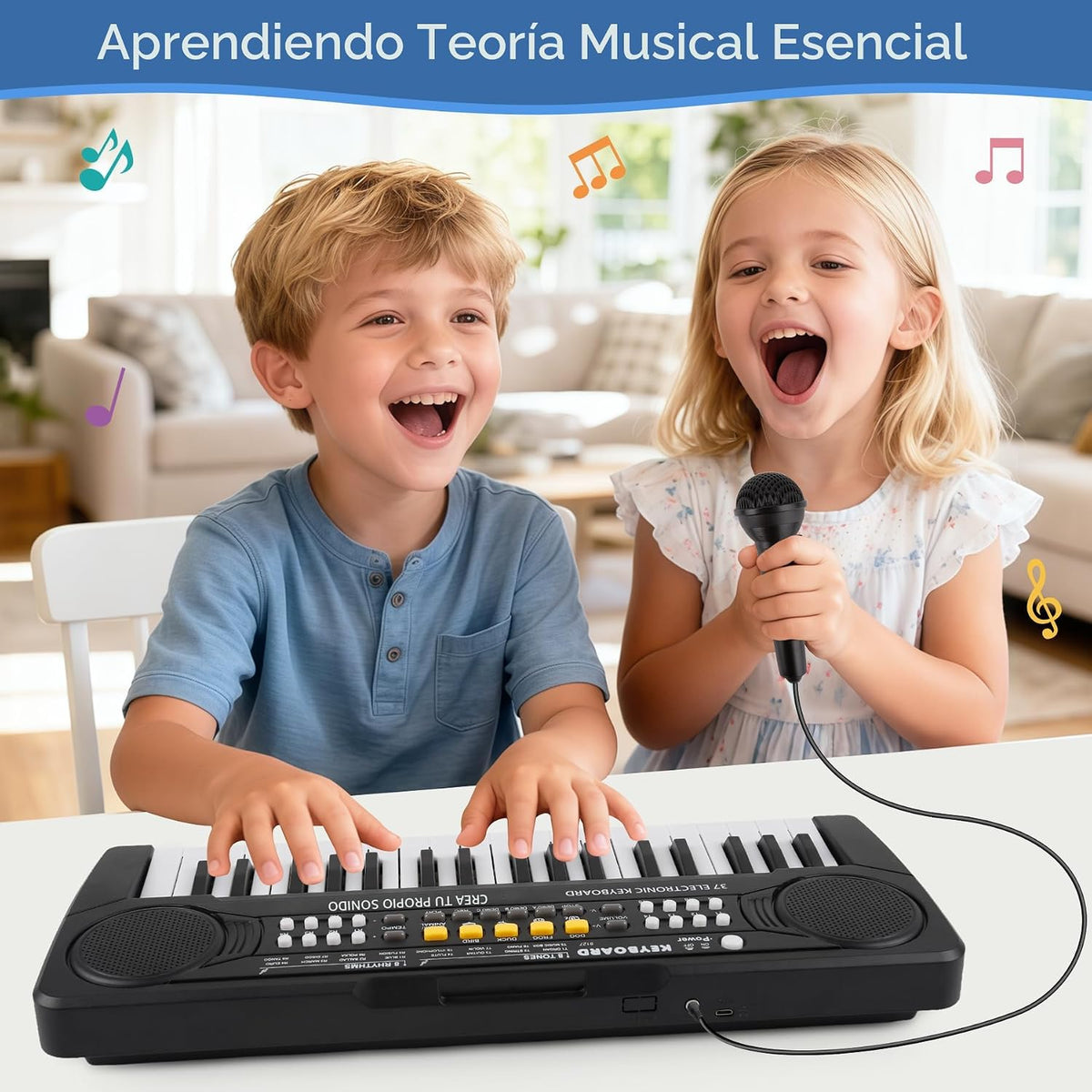 Juguetes Piano Teclado - 37 teclas Pianos Juguete musical con micrófono para niño y niña