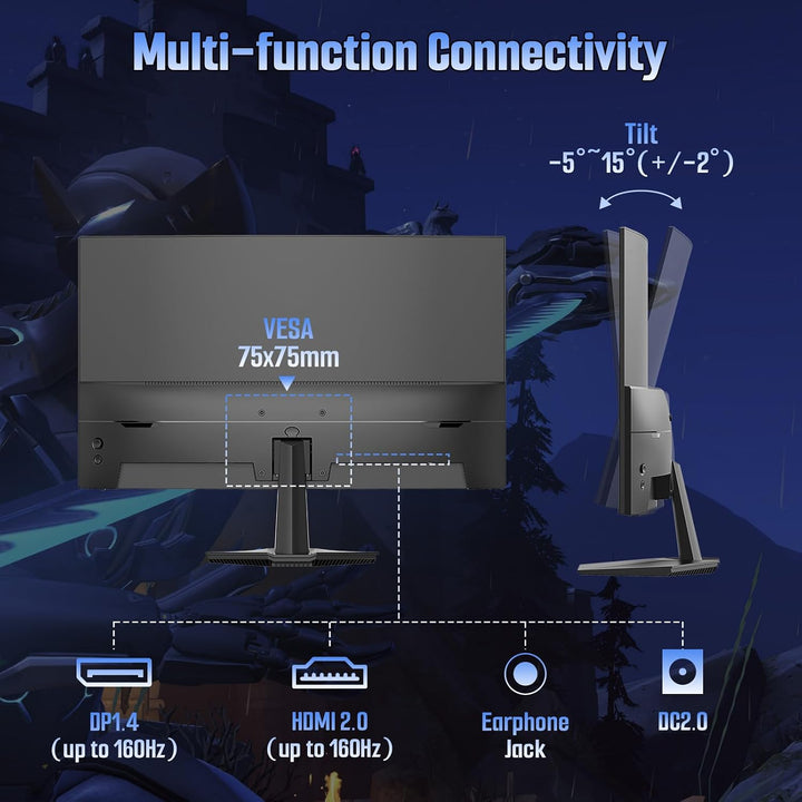 SANSUI Monitor curvo para juegos de 24 pulgadas de 160 Hz, monitor...
