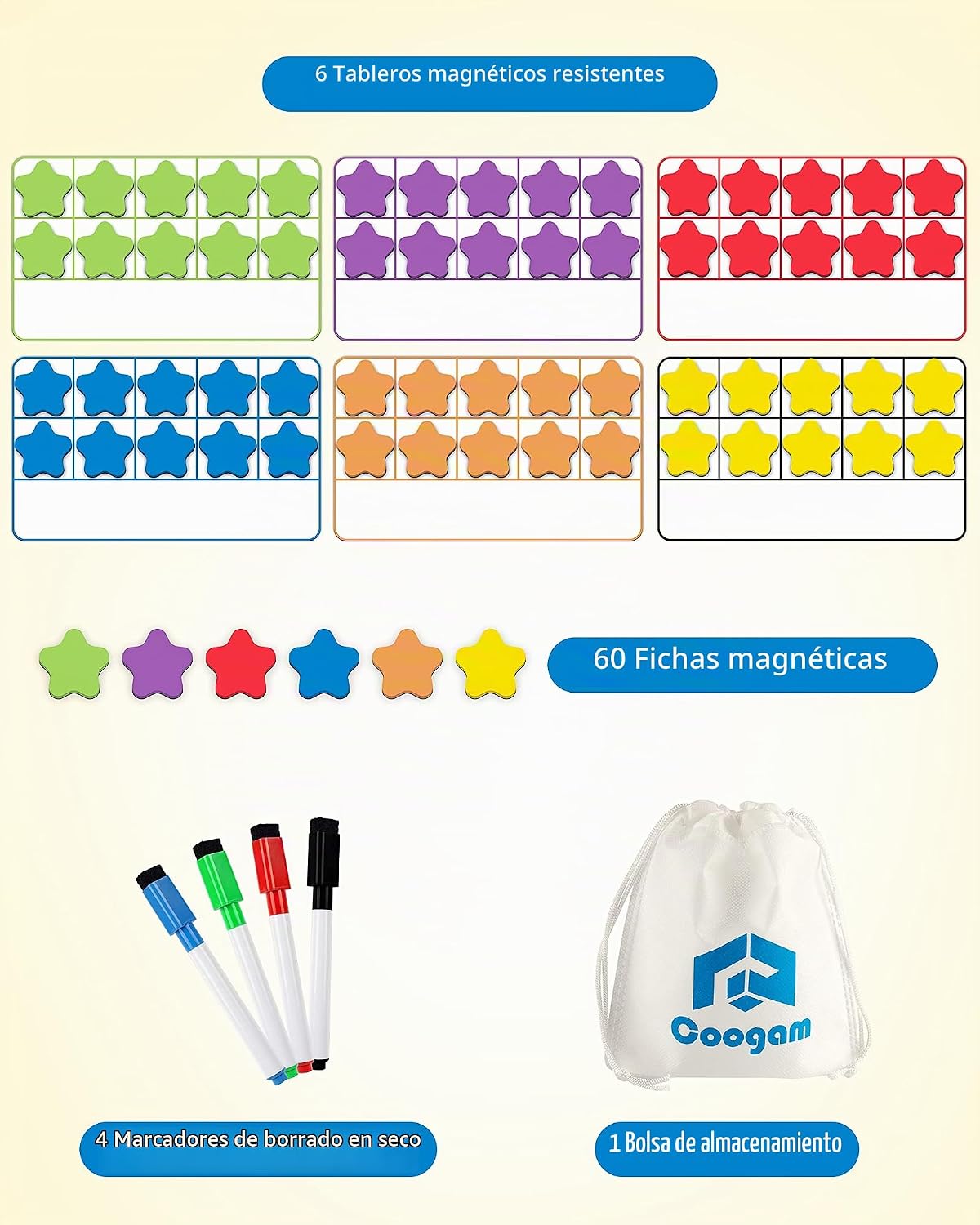 Coogam Conjunto Magnético de Marco de Diez, Juegos de Conteo de Números EVA Manipulativos Matemáticos, Juguete Educativo Montessori, Regalo para Niños de Jardín de Infantes y Aula de 3, 4, 5 Años