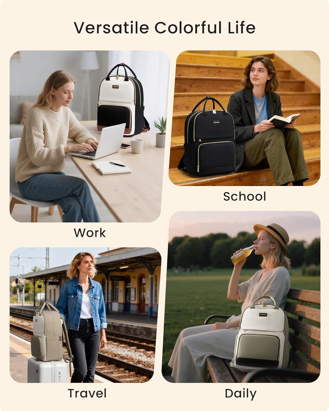 LOVEVOOK - Mochila para laptop para mujer con bolsillo portabotella...