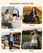 LOVEVOOK - Mochila para laptop para mujer con bolsillo gigante, Caqui beige, 15,6 pulgadas