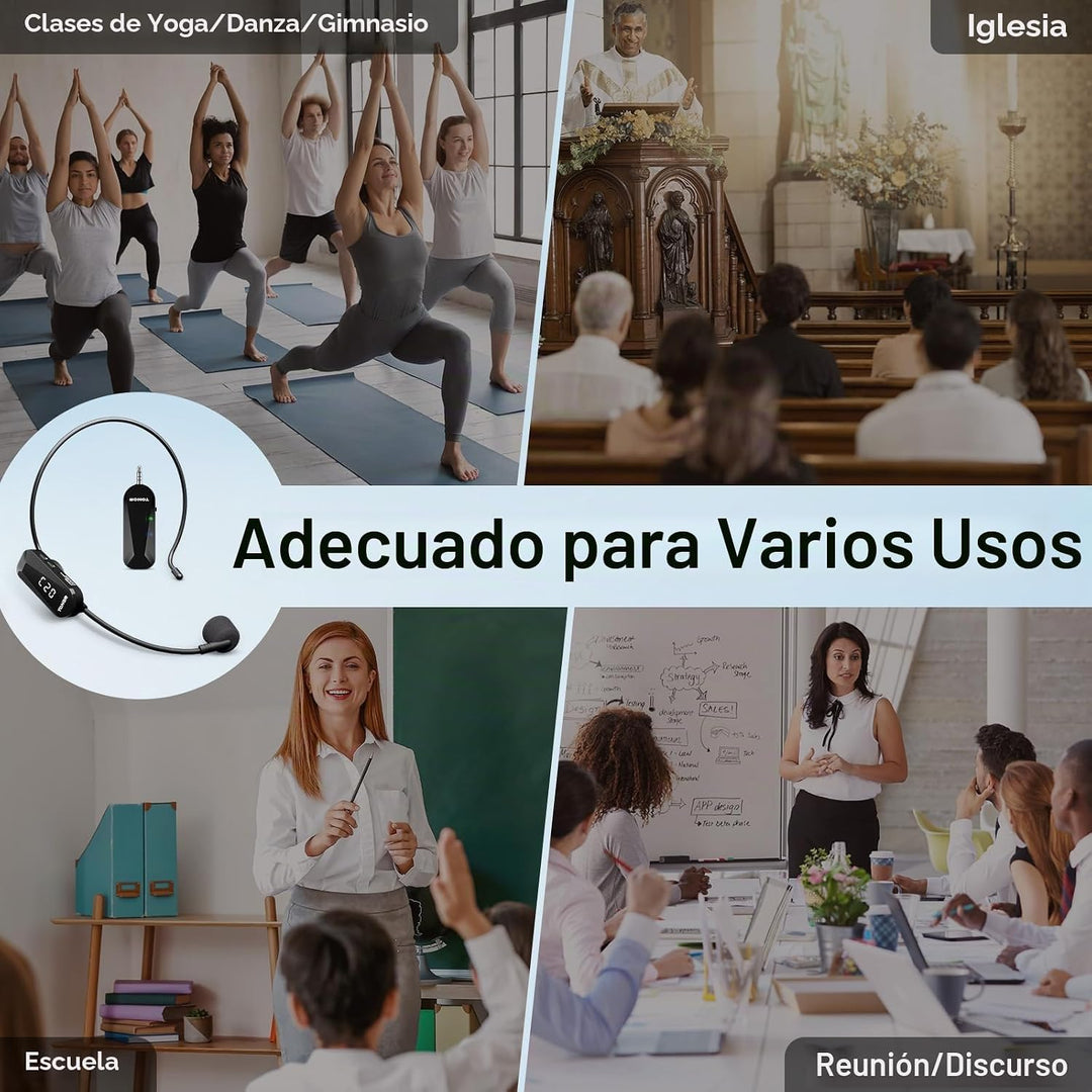 TONOR Micrófono de auriculares inalámbricos, sistema de micrófono U...