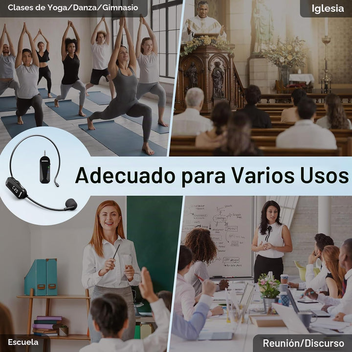 TONOR Micrófono de auriculares inalámbricos, sistema de micrófono U...