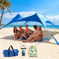 Tienda de campaña de playa con protección UPF50+, refugio solar portátil con postes de bolsa de arena, clavijas de tierra y cuerdas antiviento para acampar al aire libre, patio trasero, Picni