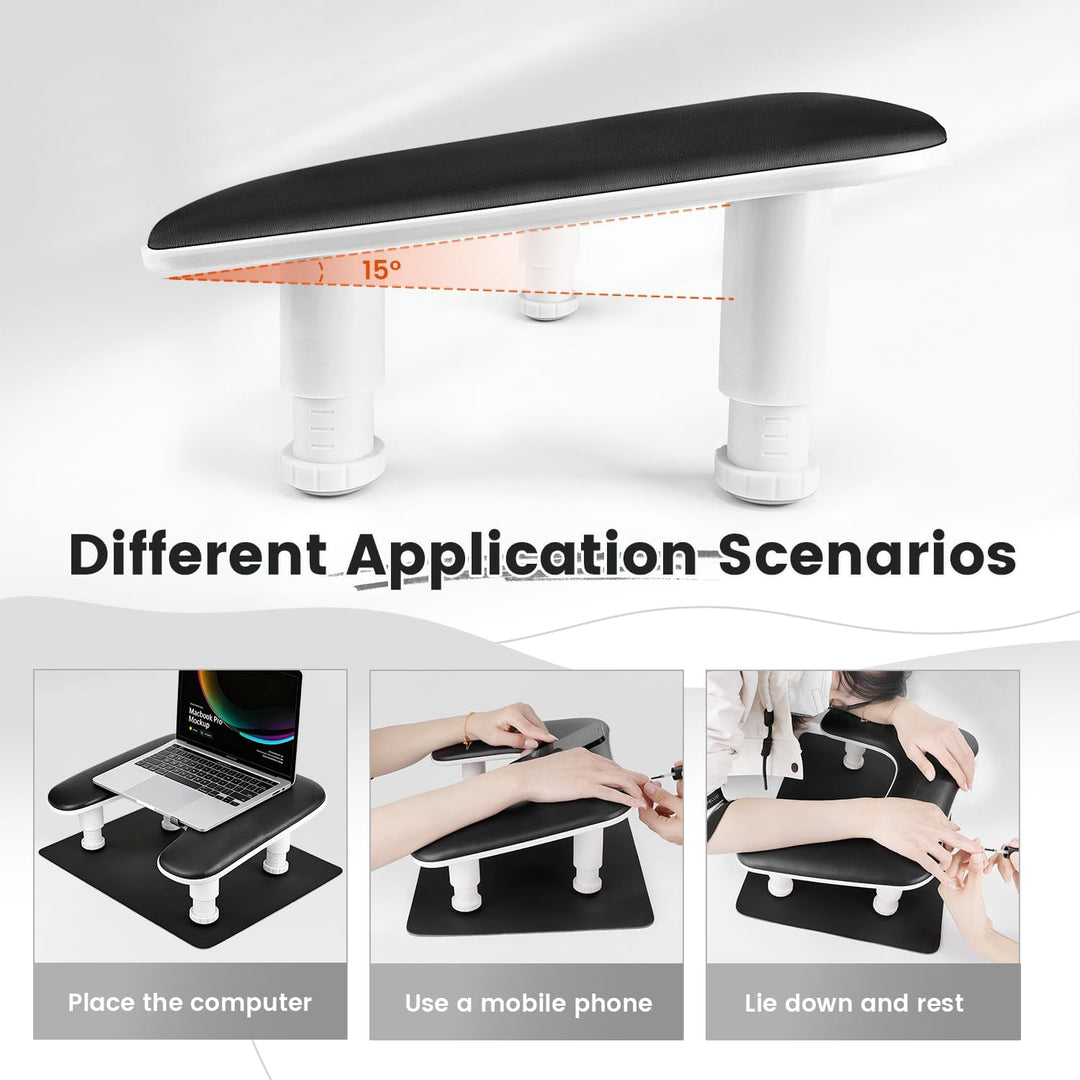 JODSONE Reposabrazos de manicura negro en forma de U para uñas con...
