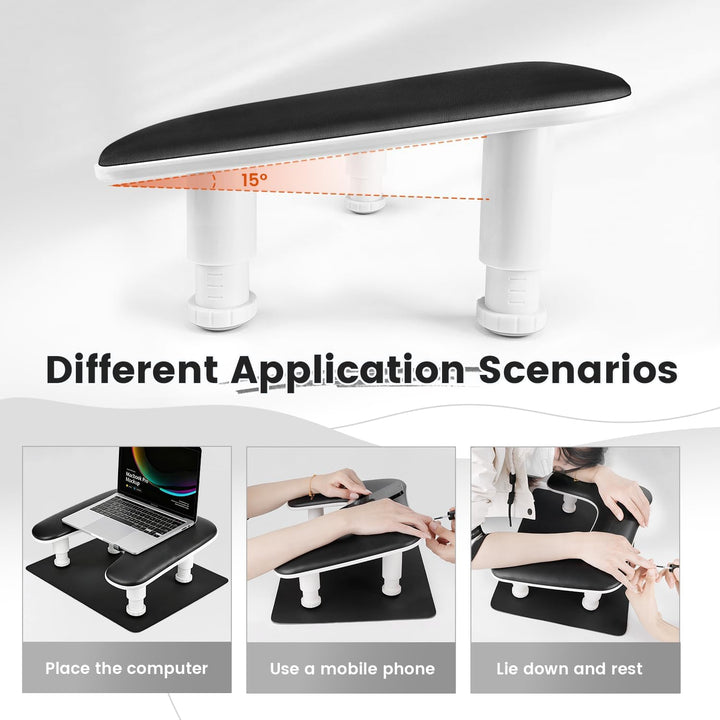 JODSONE Reposabrazos de manicura negro en forma de U para uñas con...