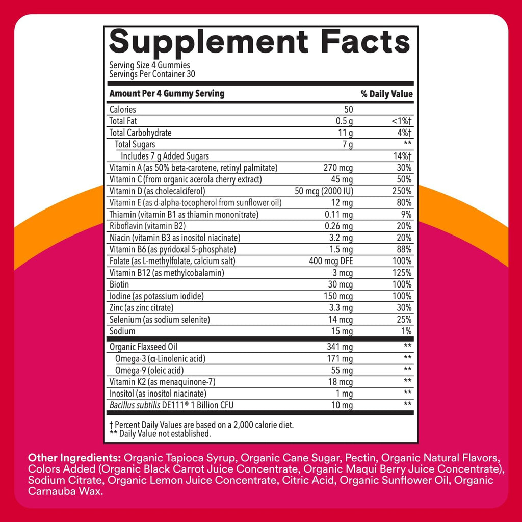 SmartyPants Gomitas multivitamínicas orgánicas, Orgánico + probióticos, 120 unidades (paquete de 2)