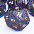 Juego de dados de ciencia ficción DND de metal, 7 dados poliédricos luminosos a rayas naranjas para Dungeons Dragons RPG, dados D y D con purpurina con caja de regalo D6 D8 D10 D12 D20
