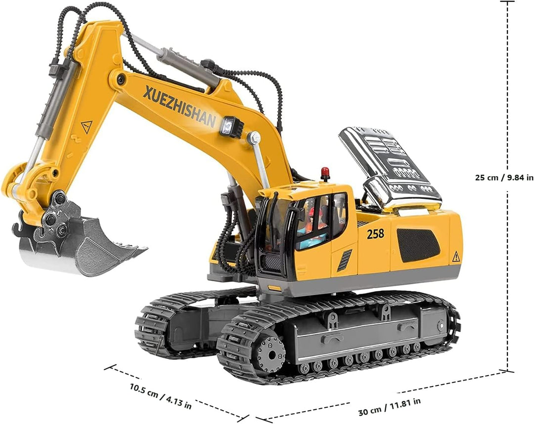Excavadora de control remoto para niños, excavadora RC con 2 baterí...