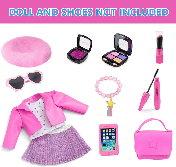 Juego de accesorios y ropa de maquillaje para muñecas estadounidens...