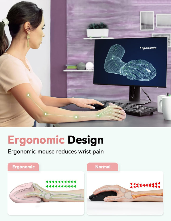 TECKNET ratón inalámbrico vertical ergonómico 2.4G - ratones óptico...