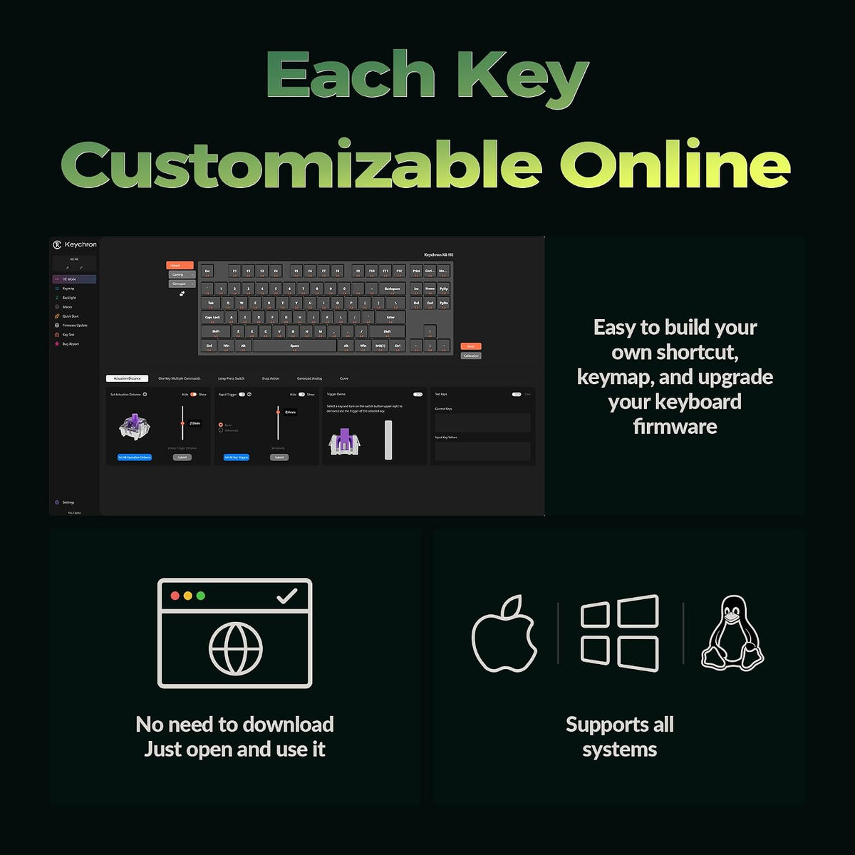 Teclado mecánico personalizado inalámbrico Keychron K8 HE TKL, efecto Hall