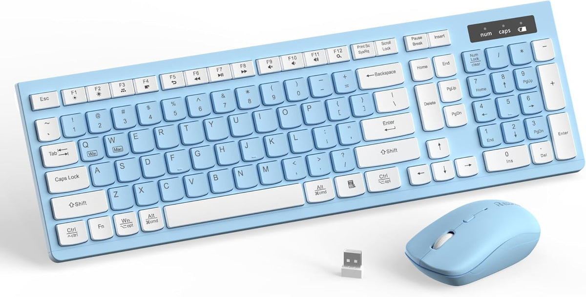 Combo de teclado y mouse inalámbricos silencioso para oficina y hogar, Verde aguacate