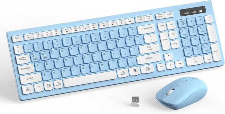Combo de teclado y mouse inalámbricos, teclado inalámbrico de tamañ...