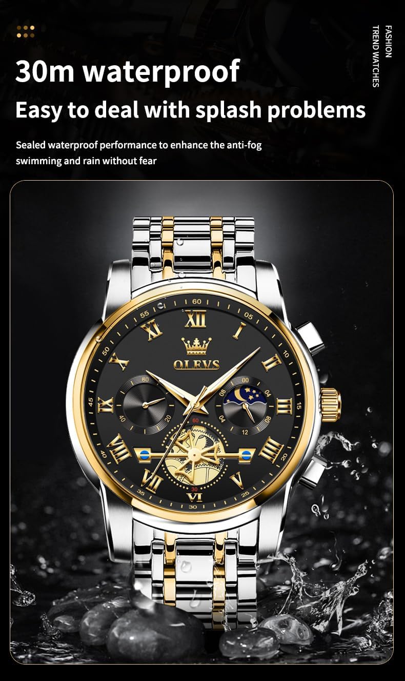 OLEVS Reloj para Hombres Clásico de Negocios en Acero Inoxidable Reloj para Hombre