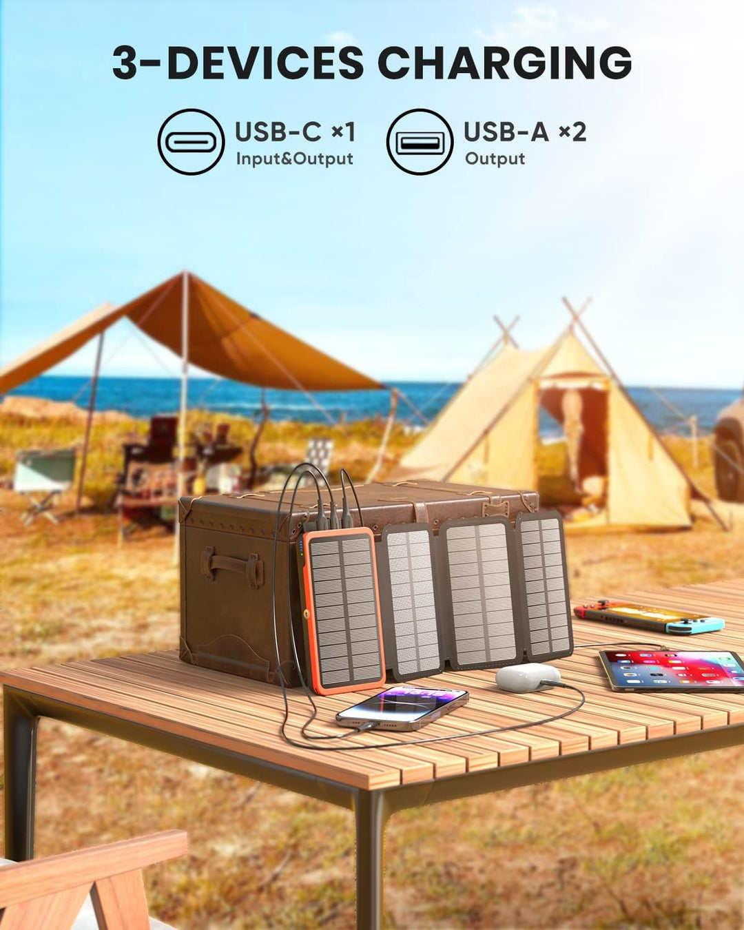 Cargador solar Hiluckey Power Bank 27000mAh - Cargador portátil de...
