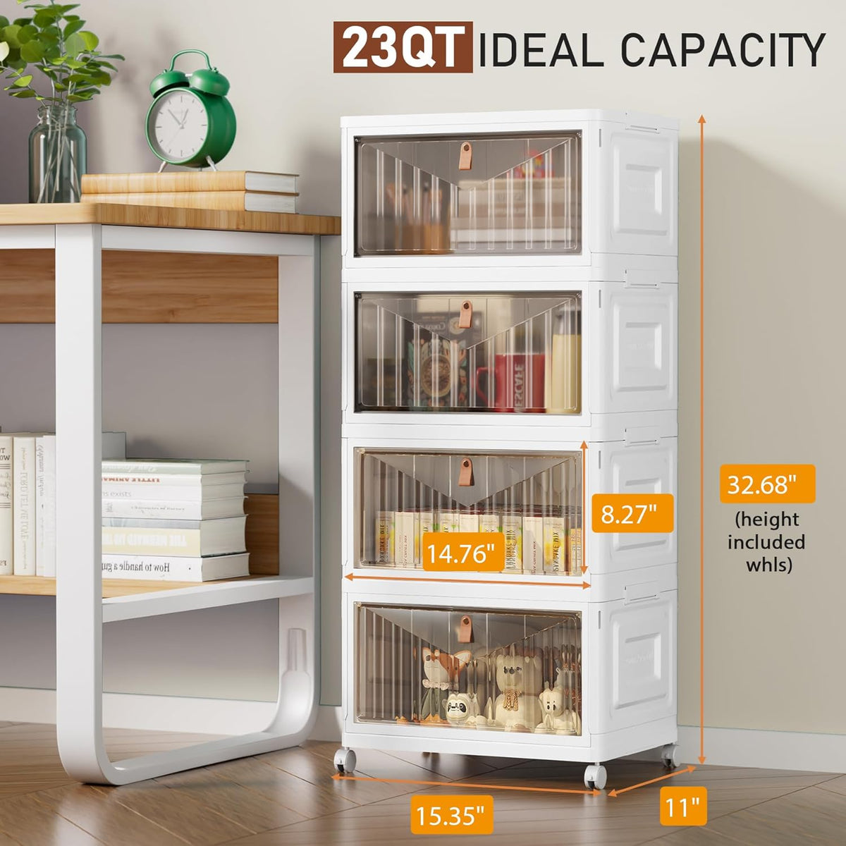 Wise Oannes Closet Organizers y storage con Wheels, 23QT blanco