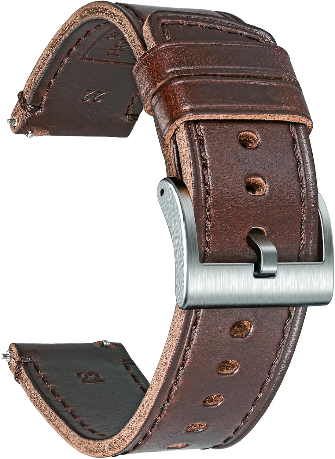hemsut h Horween - Correas de reloj de cuero para hombre, correa de cuero de liberación rápida para reloj, envoltura de repuesto de 0.71 pulgadas, 0.78 pulgadas, 0.86 pulgadas