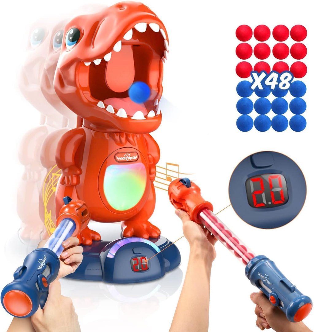 EagleStone - Juguete de disparo de dinosaurio movible para niños con 2